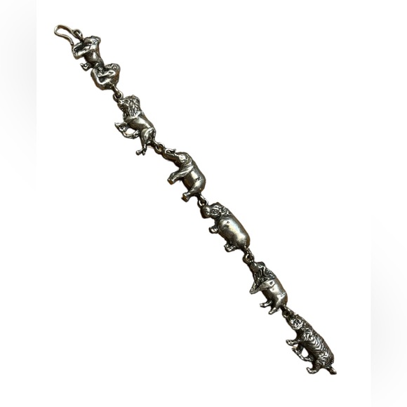 Taxco Jewelry - Taxco Sterling Silver Safari Animal Link Bracelet